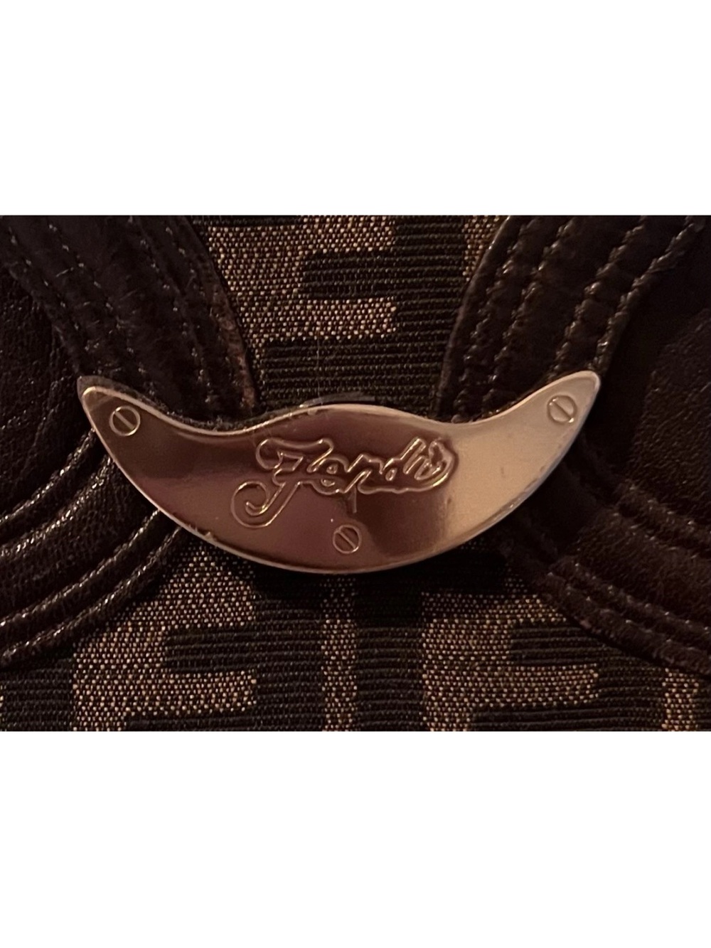 Fendi Brown Leather and Zucca Canvas Continental Wallet with Gold Plaque - Picture 3 of 13